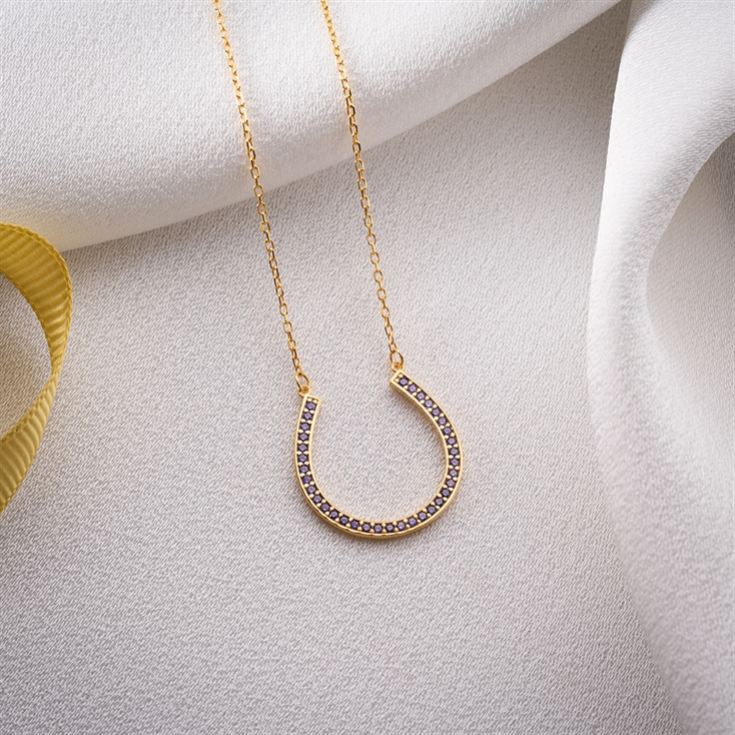 Horseshoe Necklace with Birthstone product image