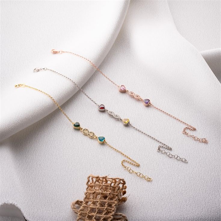 Infinity Bracelet with Heart Birthstones product image