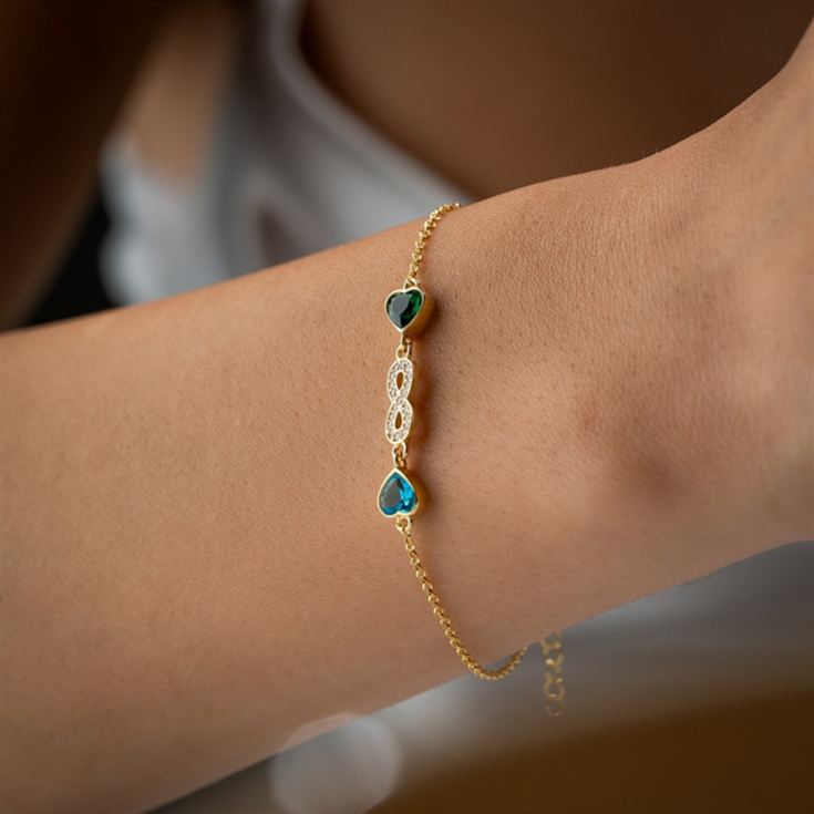 Infinity Bracelet with Heart Birthstones product image