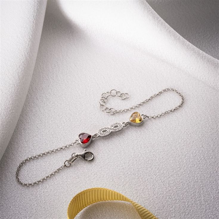 Infinity Bracelet with Heart Birthstones product image