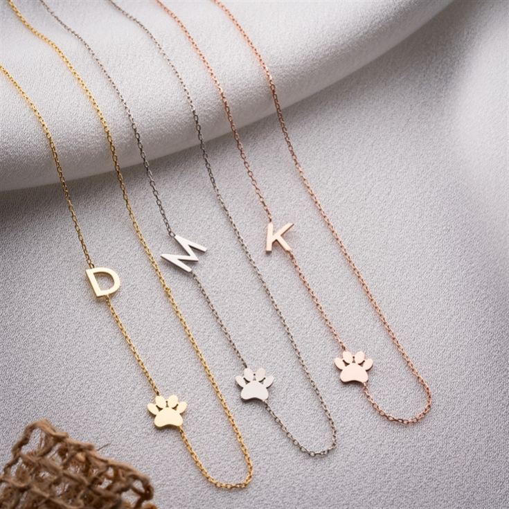 Sideway Initial and Dog Paw Necklace product image