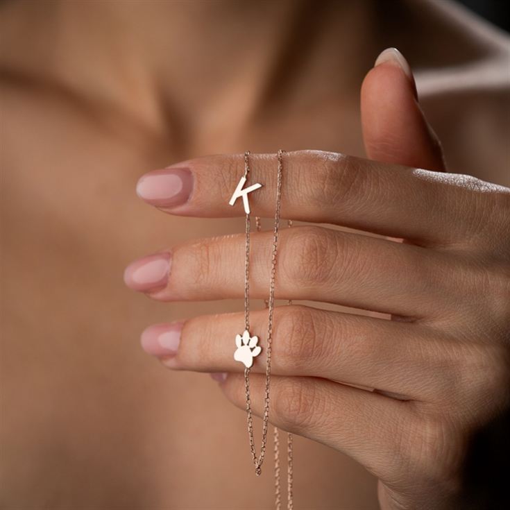 Sideway Initial and Dog Paw Necklace product image