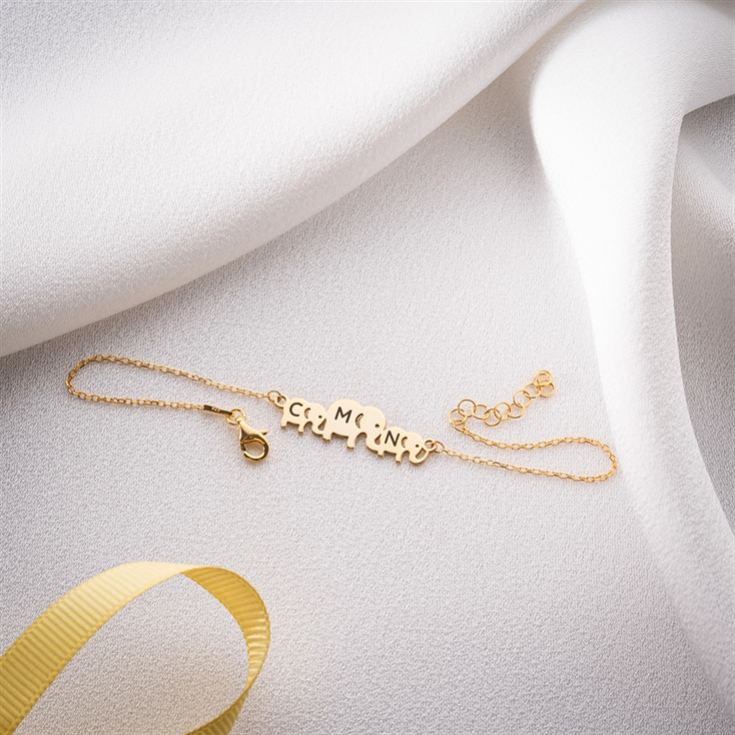 Personalised Mama & Kids Elephant Bracelet with Initials product image