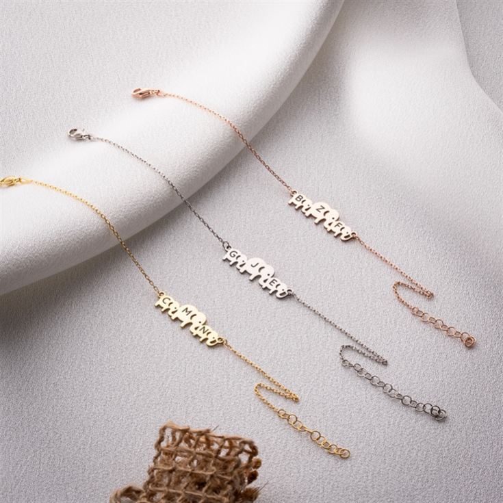 Personalised Mama & Kids Elephant Bracelet with Initials product image