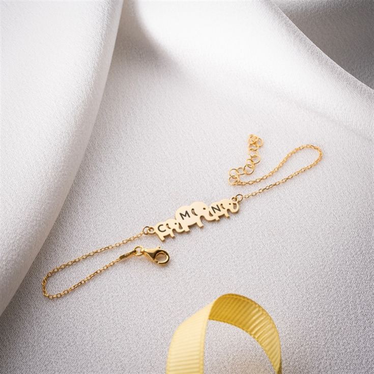 Personalised Mama & Kids Elephant Bracelet with Initials product image