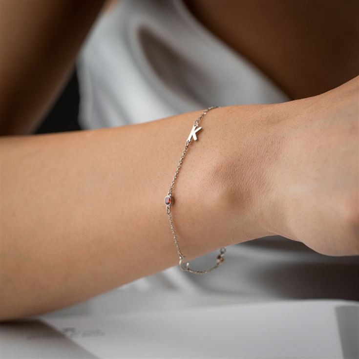 Personalised Birthstone Bracelet with Initial Charms product image
