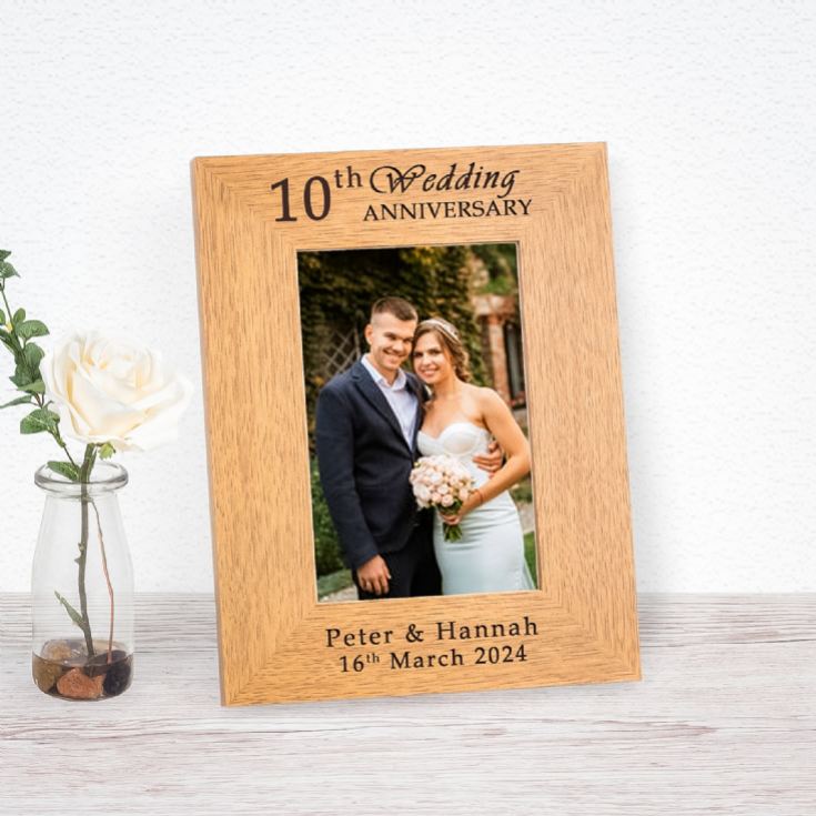Personalised 10th Wedding Anniversary Wooden Photo Frame product image