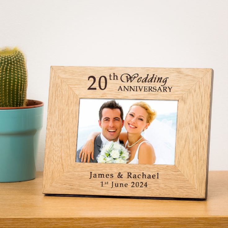Personalised 20th Wedding Anniversary Wooden Photo Frame product image