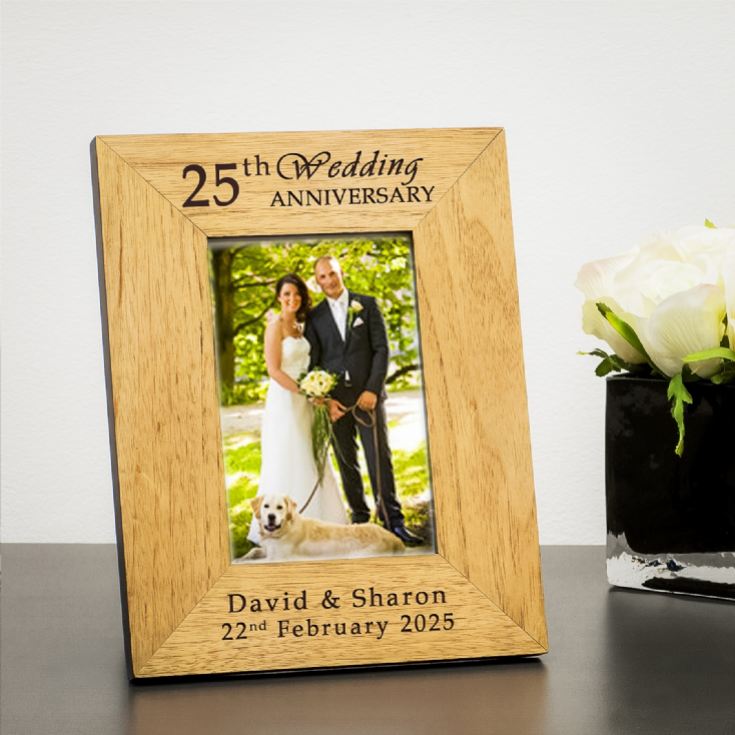 Personalised 25th Wedding Anniversary Wooden Photo Frame product image
