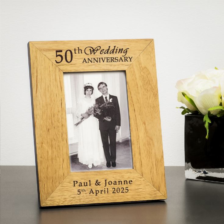 Personalised 50th Wedding Anniversary Wooden Photo Frame product image