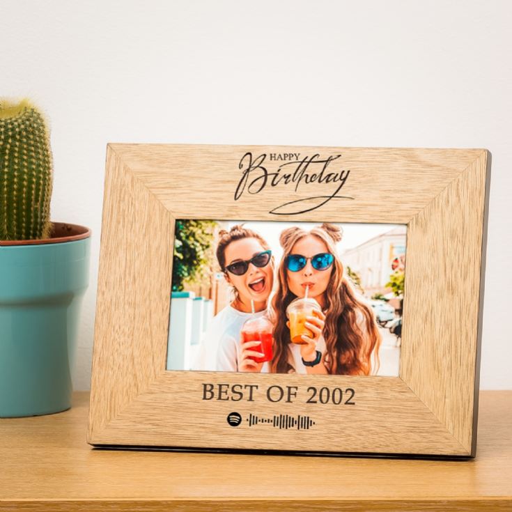 Personalised Happy Birthday Playlist Wooden Photo Frame product image