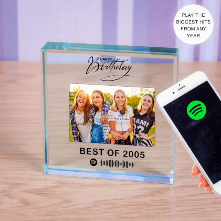 Personalised Happy Birthday Song or Playlist Photo Upload Glass Token product image