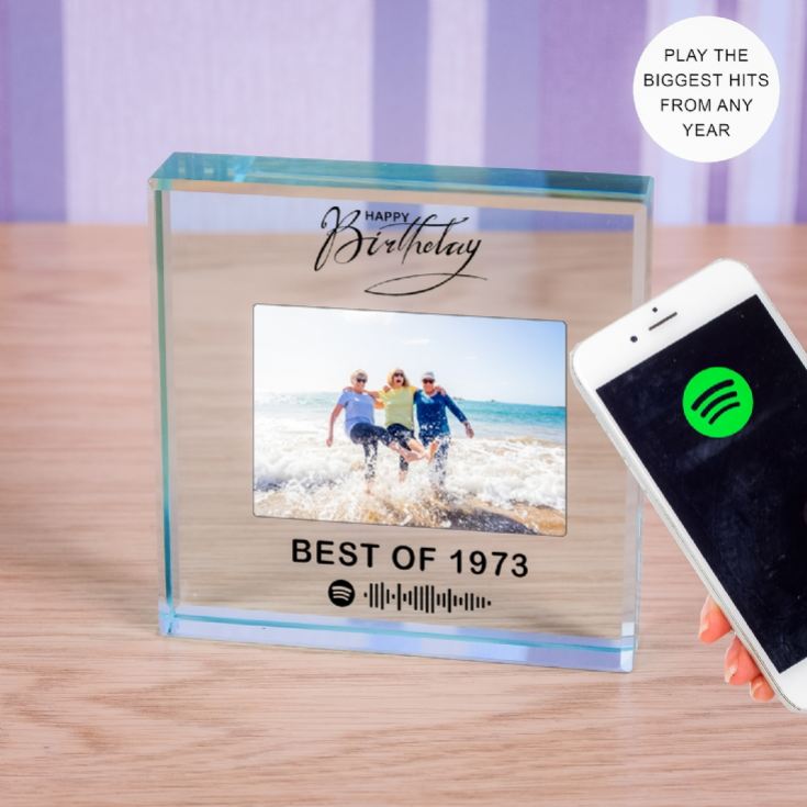 Personalised Happy Birthday Song or Playlist Photo Upload Glass Token product image