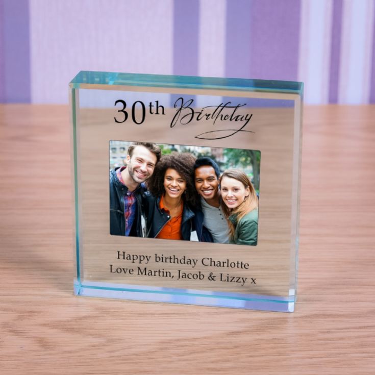 Personalised Happy 30th Birthday Photo Upload Glass Token product image