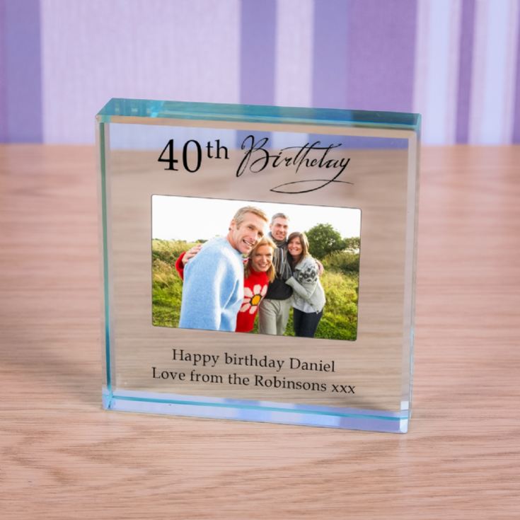 Personalised Happy 40th Birthday Photo Upload Glass Token product image