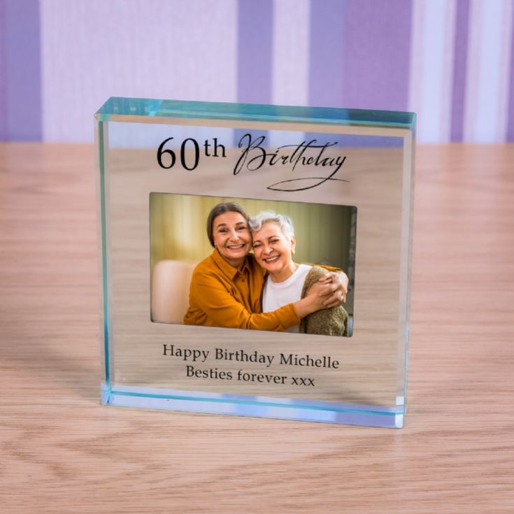 Personalised Happy 60th Birthday Photo Upload Glass Token product image