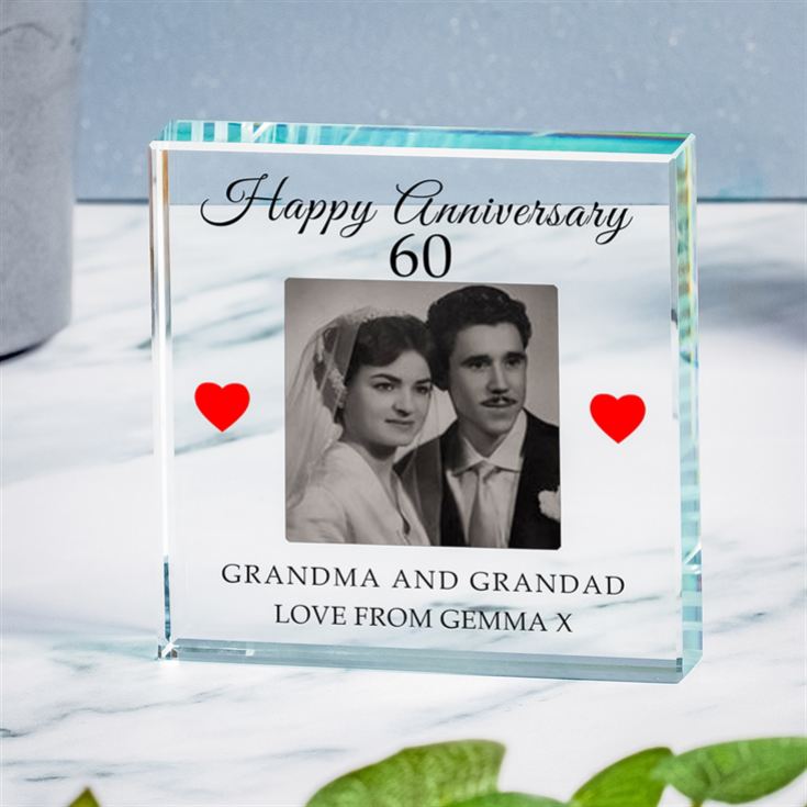 Personalised 60th Wedding Anniversary Photo Upload Glass Token product image