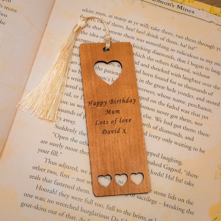 Personalised Wooden Hearts Bookmark product image