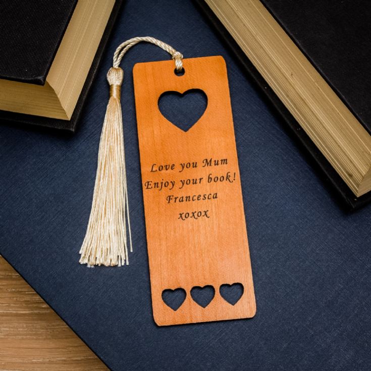 Personalised Wooden Hearts Bookmark product image