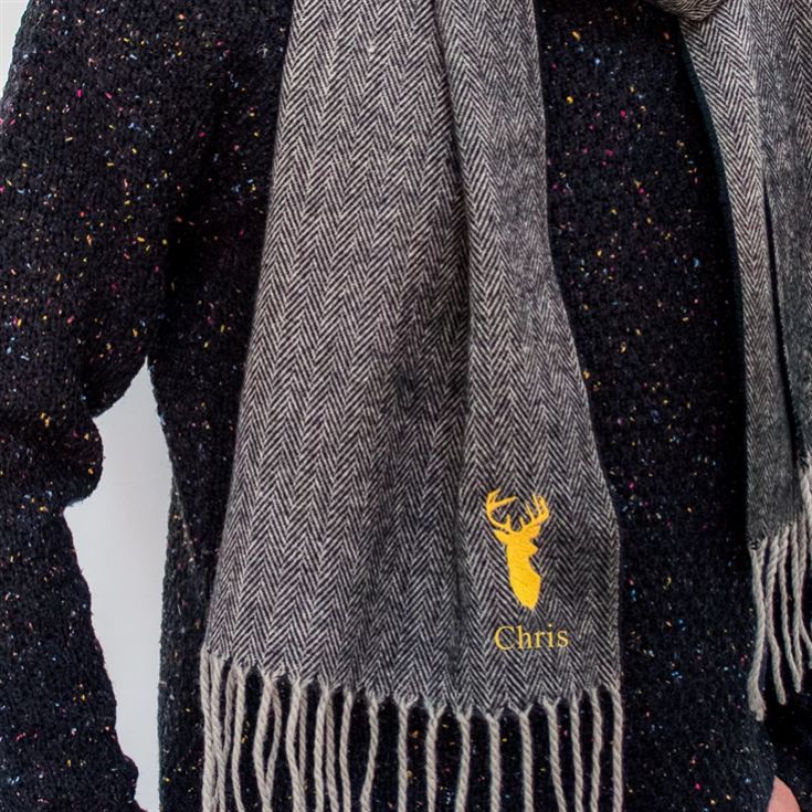 Personalised Brown Herringbone Stag Scarf product image