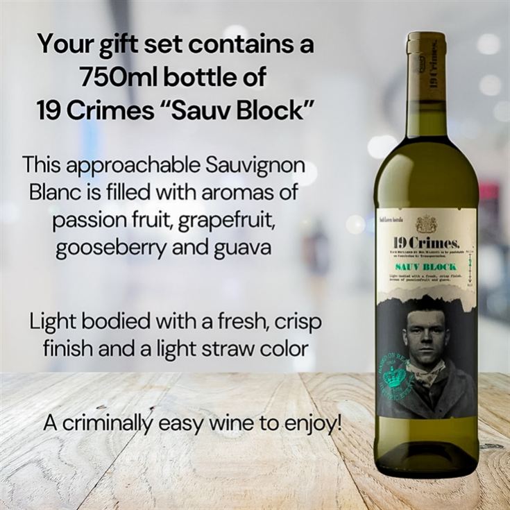 19 Crimes Red Wine & Sauvignon Blanc Gift Sets with 40th Birthday Slate Coaster product image