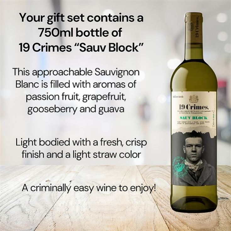 19 Crimes Red Wine & Sauvignon Blanc Gift Sets with 50th Birthday Slate Coaster product image