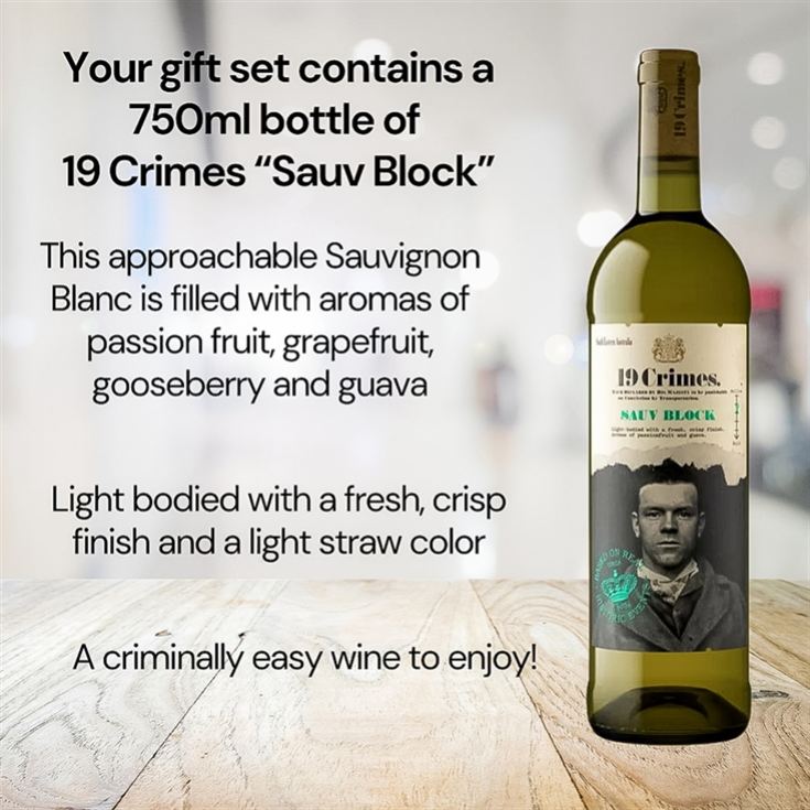 19 Crimes Red Wine & Sauvignon Blanc Gift Sets with 60th Birthday Slate Coaster product image