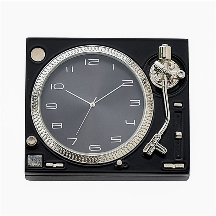 Miniature Black Record Player Clock product image