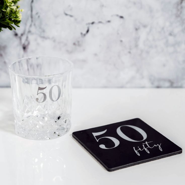 50th Birthday Whisky Glass and Coaster product image
