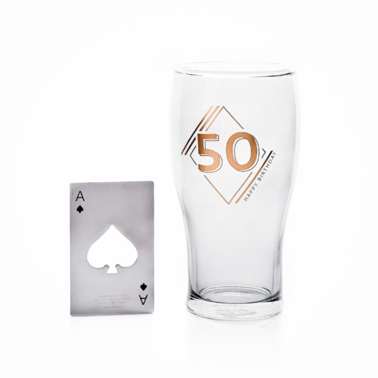 50th Birthday Beer Glass & Bottle Opener product image
