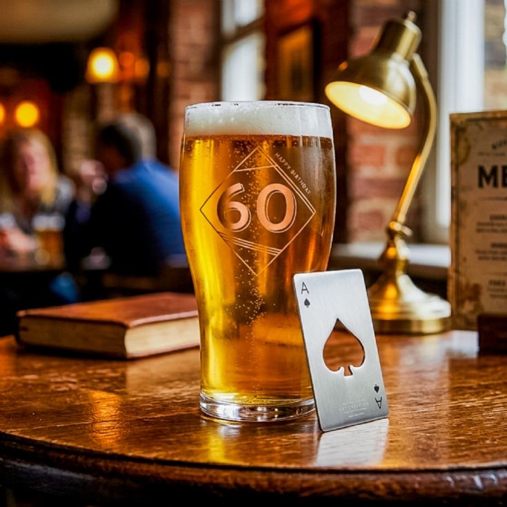 60th Birthday Beer Glass & Bottle Opener product image