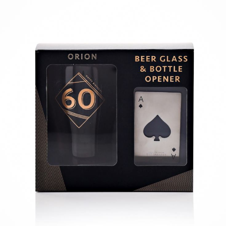 60th Birthday Beer Glass & Bottle Opener product image