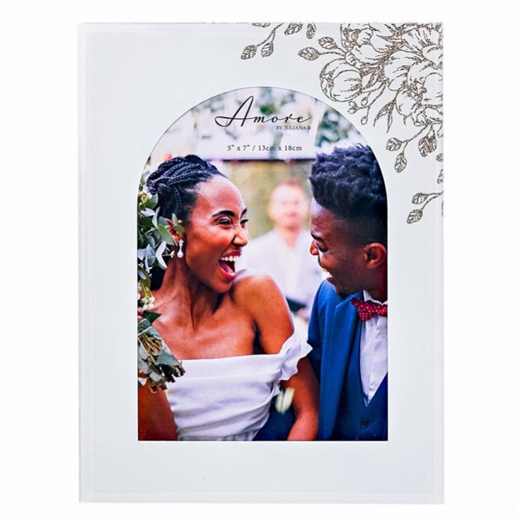 White Floral Glass Arch Photo Frame - 5" x 7" product image