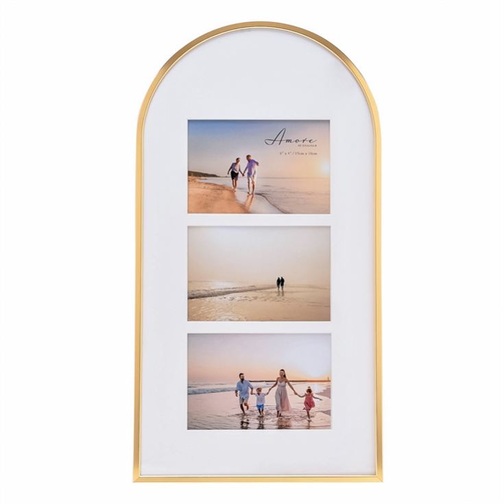 Gold Arched Collage Triple Photo Frame -  6" x 4" product image
