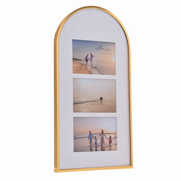 Gold Arched Collage Triple Photo Frame -  6" x 4" product image