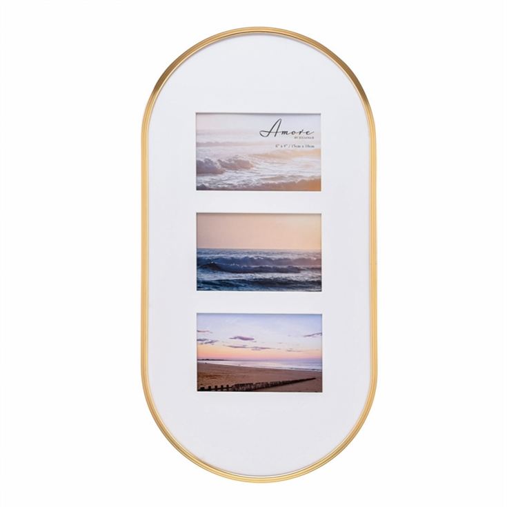 Gold Oval Collage 3 x Photo Frame -  6" x 4" product image