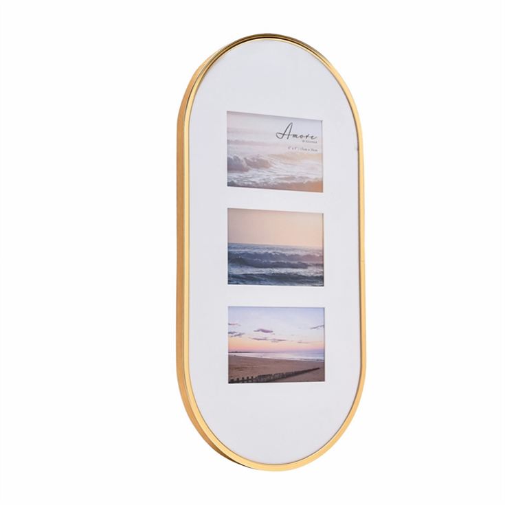 Gold Oval Collage 3 x Photo Frame -  6" x 4" product image