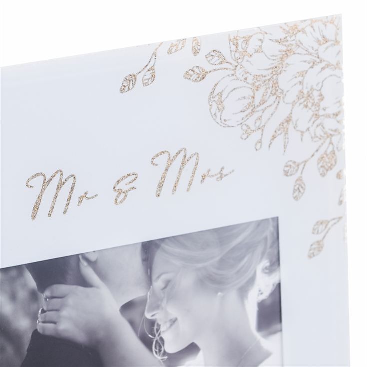 Mr & Mrs Grey Glass Gold Floral Frame - 4" x 6" product image