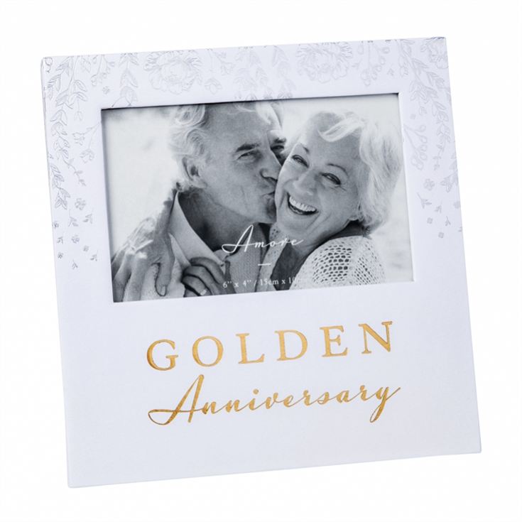 Golden 50th Anniversary Photo Frame - 6" x 4" product image