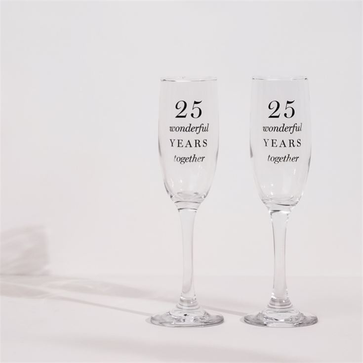 25th Anniversary Champagne Flute Glasses - Set of 2 product image