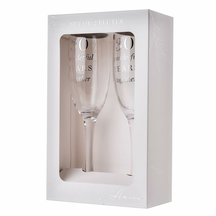 30th Anniversary Champagne Flute Glasses - Set of 2 product image