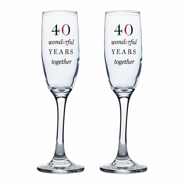 40th Anniversary Champagne Flute Glasses - Set of 2 product image