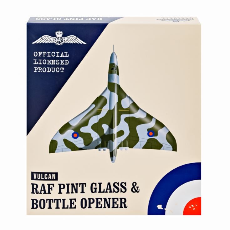 RAF Vulcan Etched Pint Glass & Bottle Opener Set product image