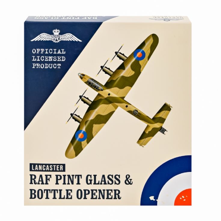 RAF Lancaster Etched Pint Glass & Bottle Opener Set product image