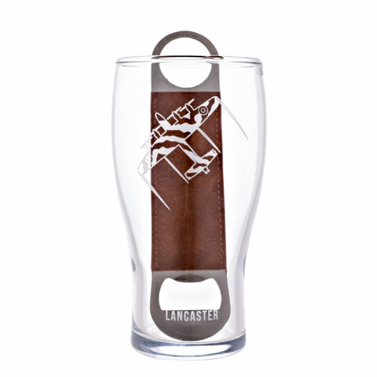 RAF Lancaster Etched Pint Glass & Bottle Opener Set product image