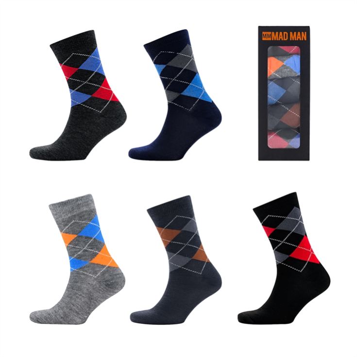 5 Piece Bright Argyle Boxed Socks product image
