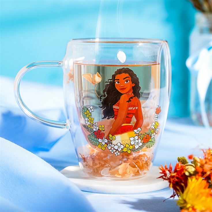 Disney Princess Moana Floral Glass Mug product image