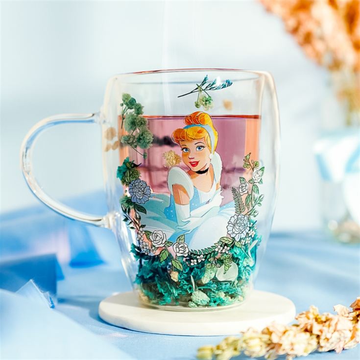 Disney Princess Cinderella Floral Glass Mug product image