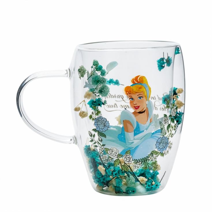 Disney Princess Cinderella Floral Glass Mug product image