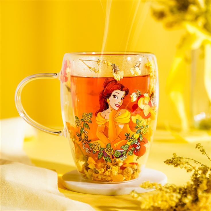 Disney Princess Belle Floral Glass Mug product image